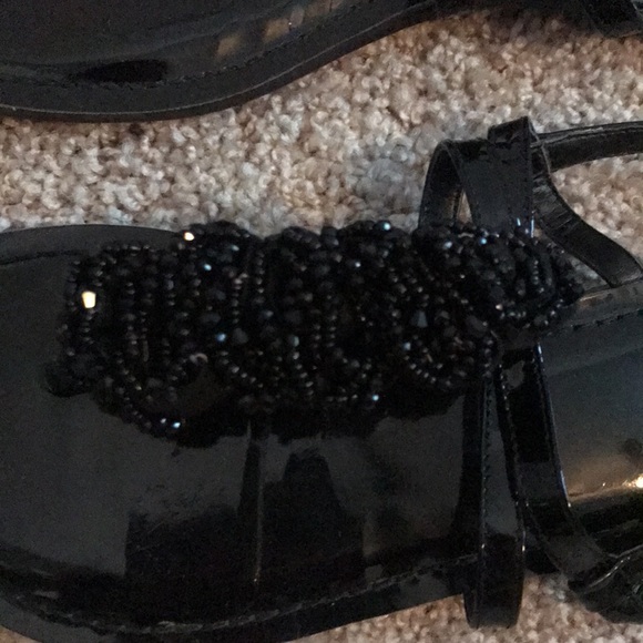 Gianni Bini Embellished Black Patent Leather Sandals - Picture 6 of 8